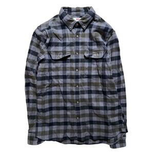 Fjall Raven Mens Skog Gray/Blue Button-Up Long Sleeve Shirt Size Large